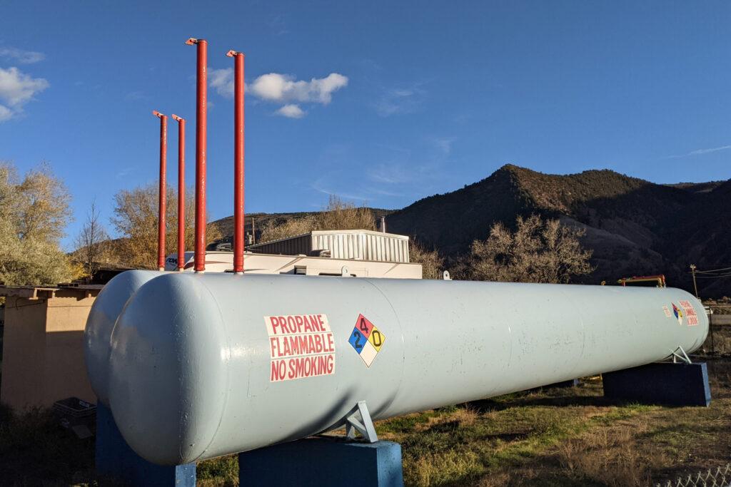 The propane tank at the entrance of the Dotsero Mobile Home Park
