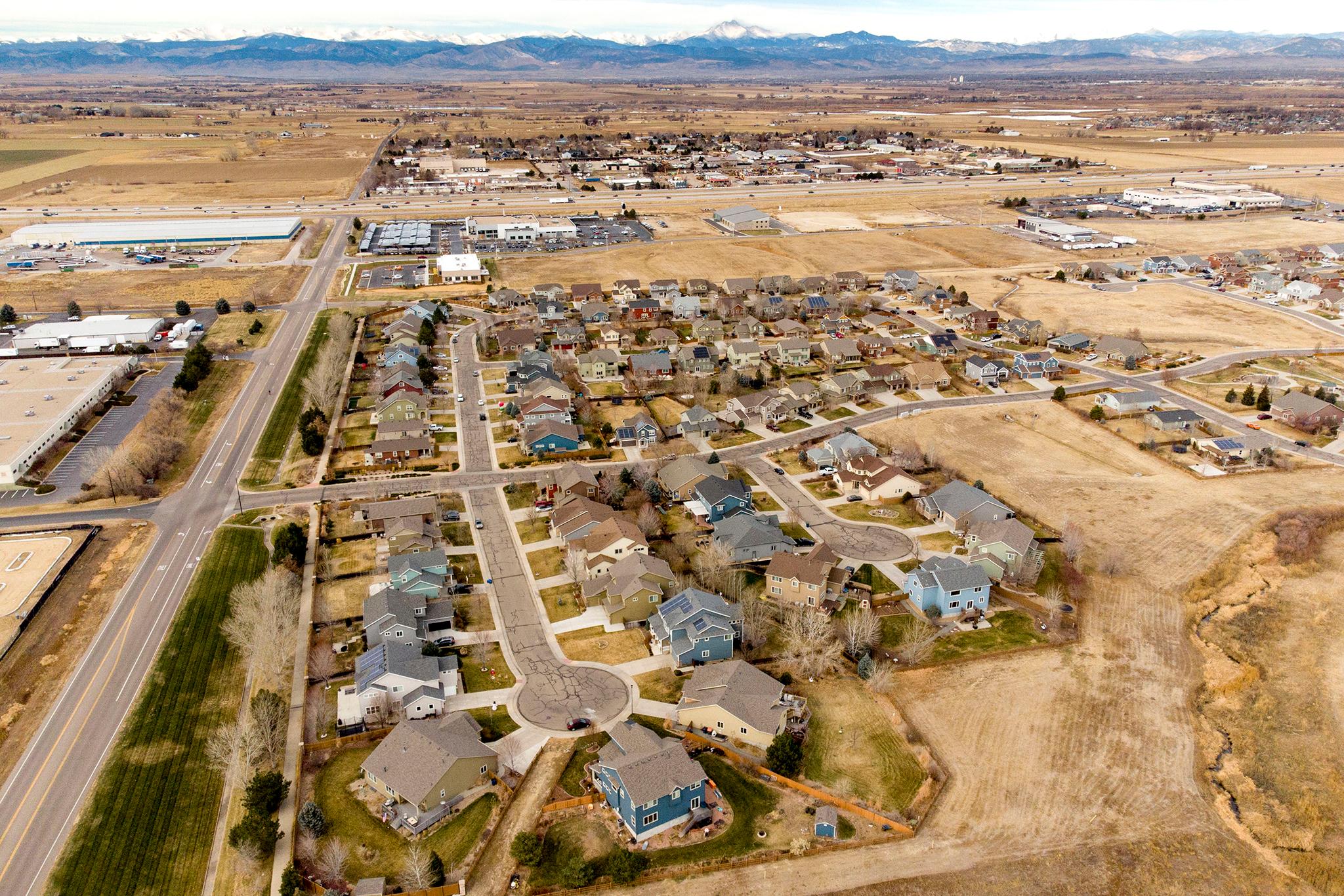 A housing development in Weld County that sits close to I-25. Dec. 11, 2021.