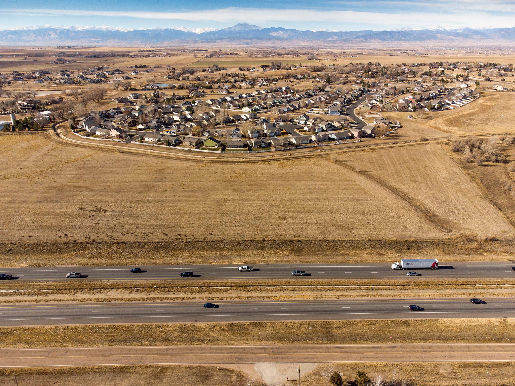 A housing development in Weld County that sits close to I-25. Dec. 11, 2021.
