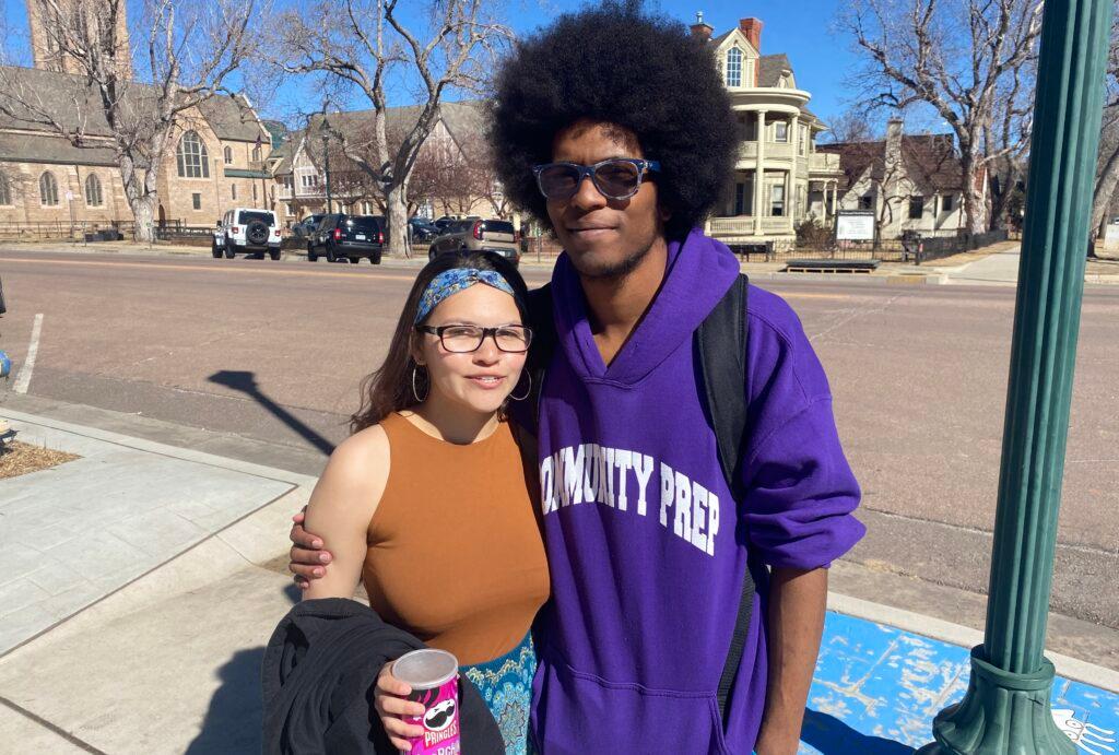 Parents Benjamin Brunson and Marisol Whaleswan in Colorado Springs. Brunson isn’t vaccinated and is worried about his child. “I'm kind of scared about the new variants and stuff going on.”