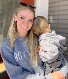 Alysha Baker walks with her 1-and-a-half-year-old in Grand Junction. As the pandemic hits the two-year mark, she says &quot;I think that people should build up an immunity to it more than being scared and locked away in their house, because that's no way to live.”
