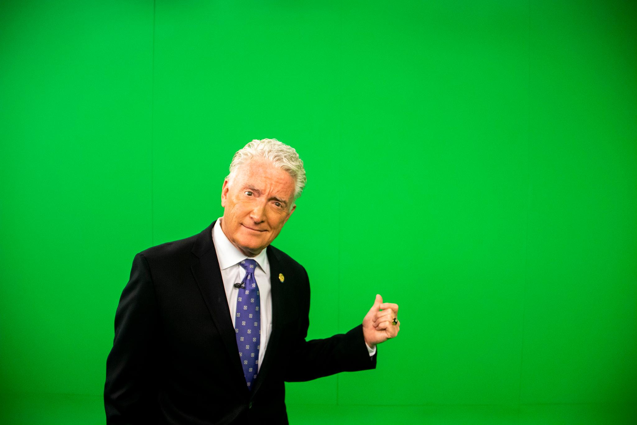 Mike Nelson and a giant green screen in Denver7&#039;s studio. May 24, 2022.
