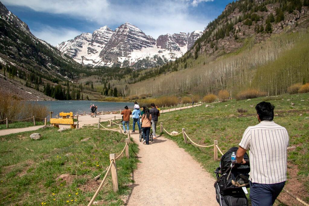 Maroon Bells in White River National Forest outside of Aspen. May 28, 2022.