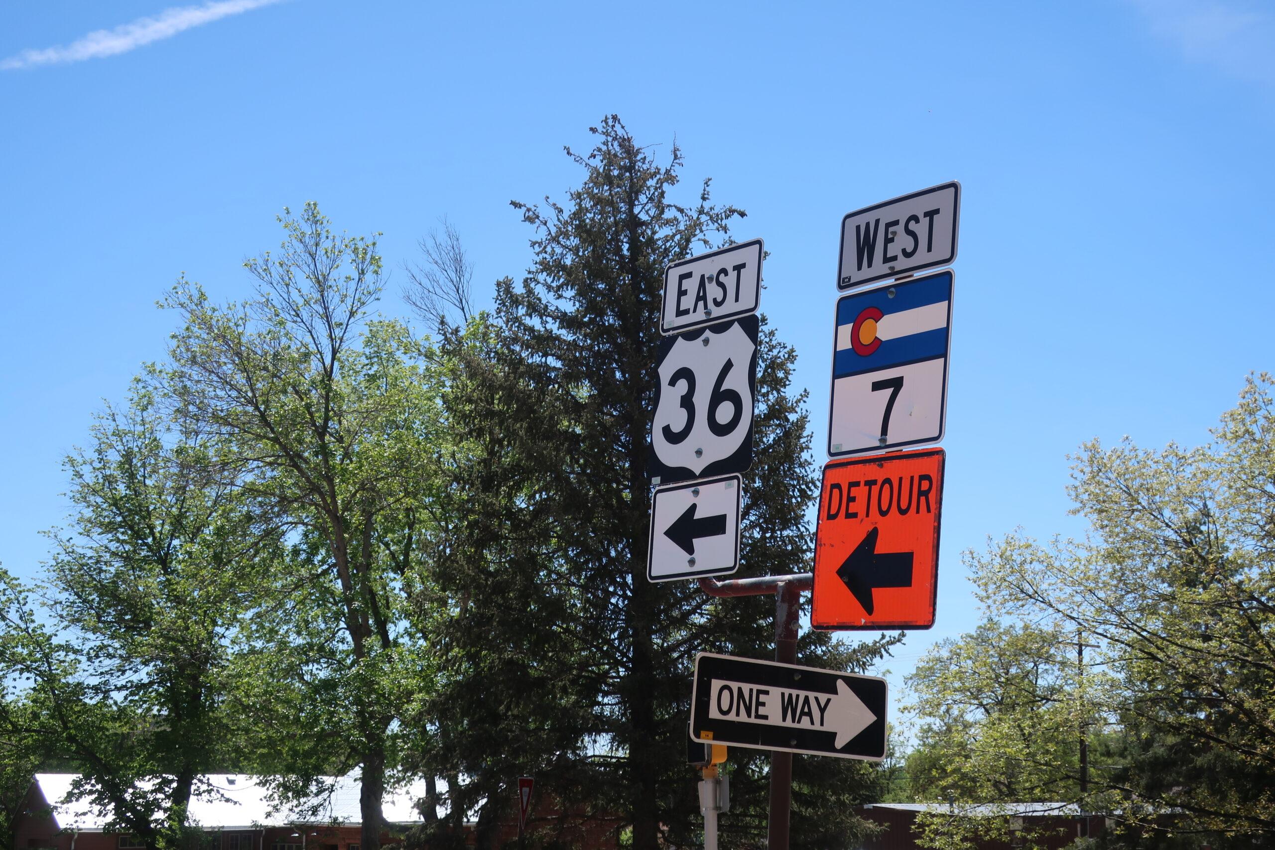 Signs on Highway 7 near Lyons