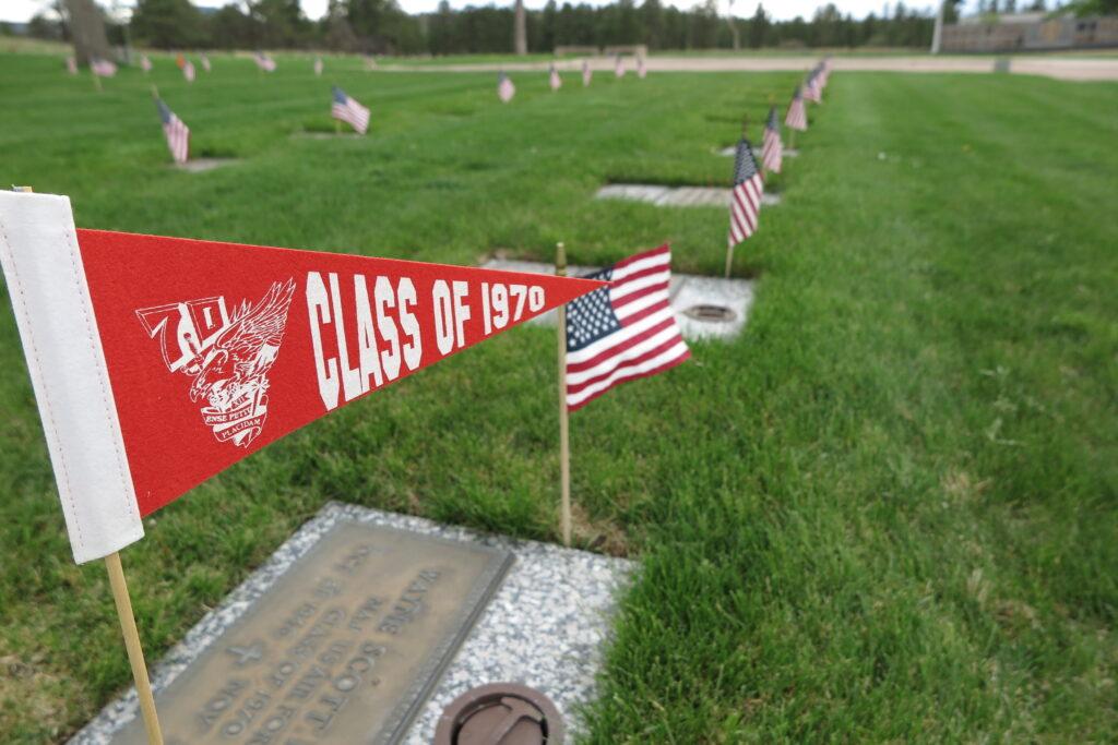 Headstones line rows at the U.S. Air Force Academy cemetery. Many members of the first U.S. Air Force Academy Class, the class of 1959, are now in their mid-80s. Mortuary Officer Janet Edwards has seen the number of funerals at the academy cemetery rise dramatically in recent years.