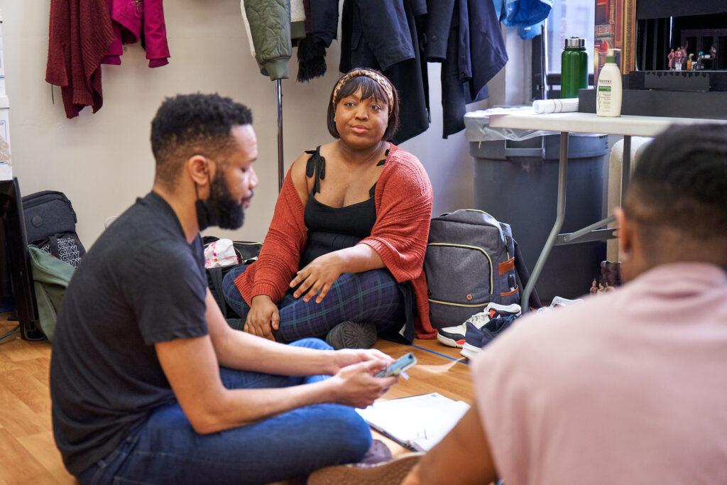 University of Northern Colorado alum Jason Veasey, left, sits with castmates of A Strange Loop. Veasey and the cast will perform at the Tony Awards ceremony, Sunday, June 12, 2022. The show is nominated for 11 awards.