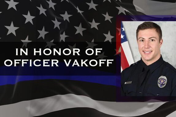 Remembrance for Arvada Police Officer Dylan Vakoff posted on Twitter by Arvada Police.