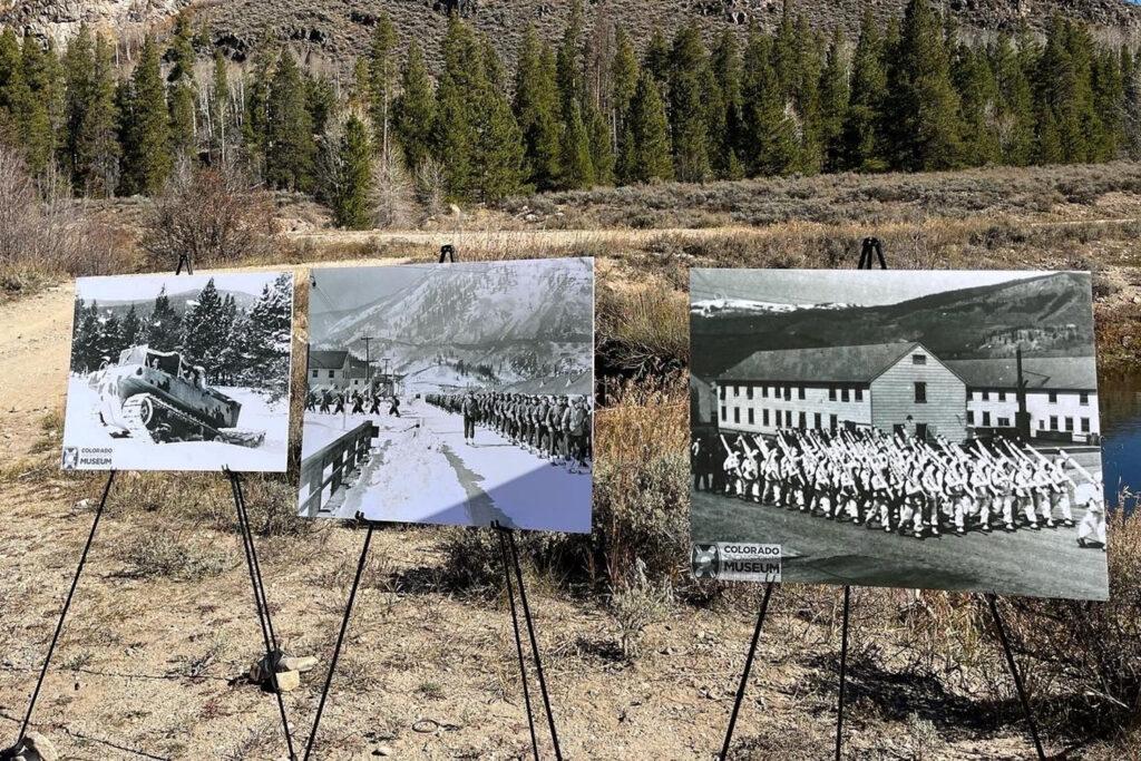 Historical photos of the U.S. Army's 10th Mountain Division training at Camp Hale near Tennessee Pass during World War II, were on display for guests at the location as President Joe Biden declared the area a national monument on Wednesday, Oct.12, 2022.