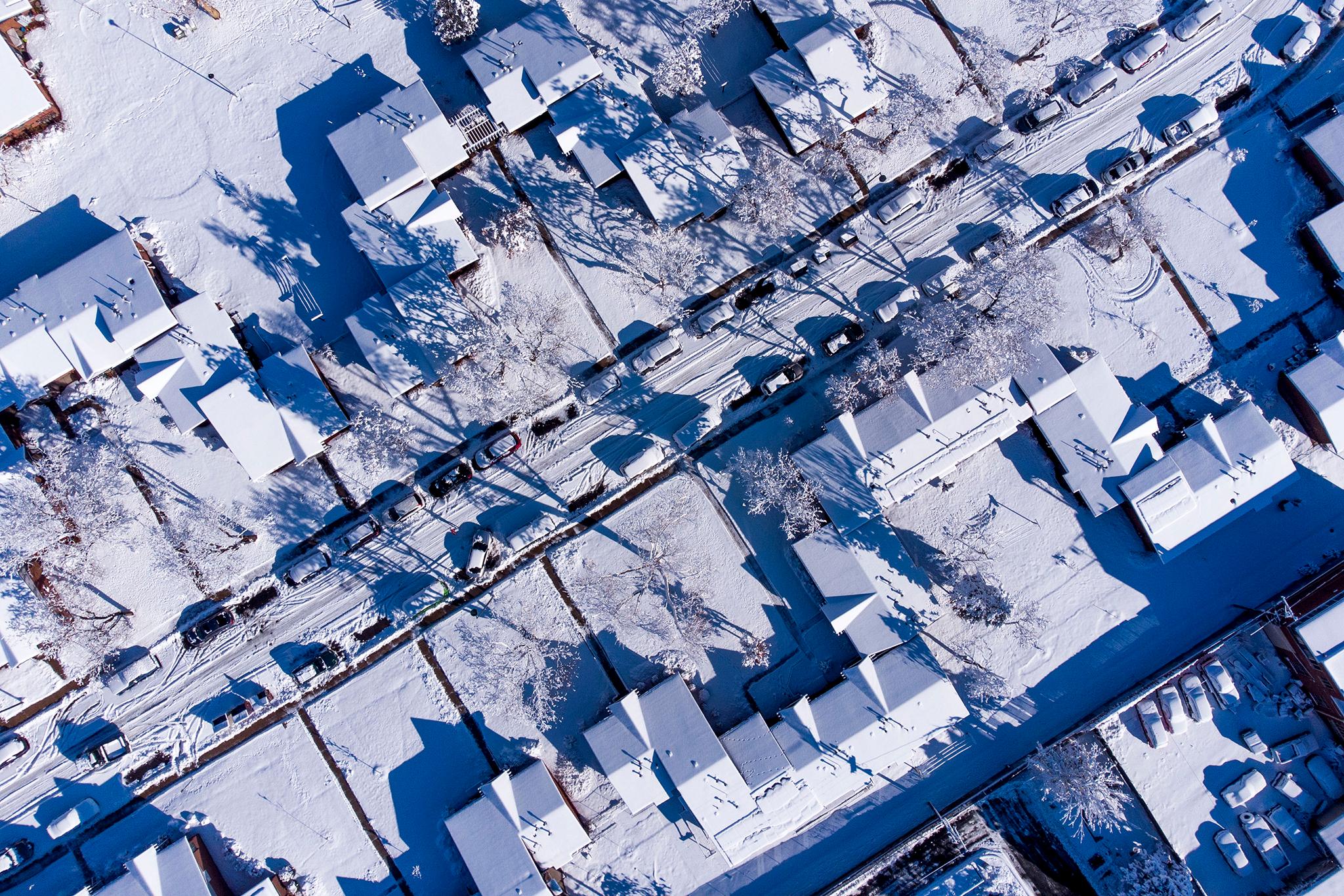 Valverde under snow on Dec. 29, 2022.