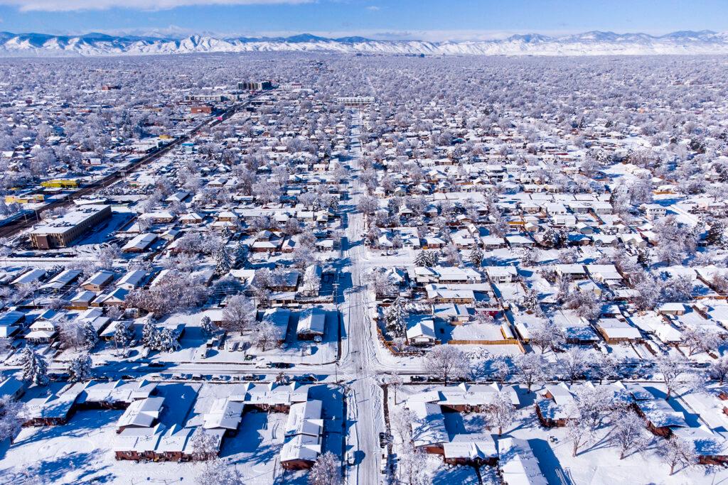Denver's west side under many inches of snow. Dec. 29, 2022.