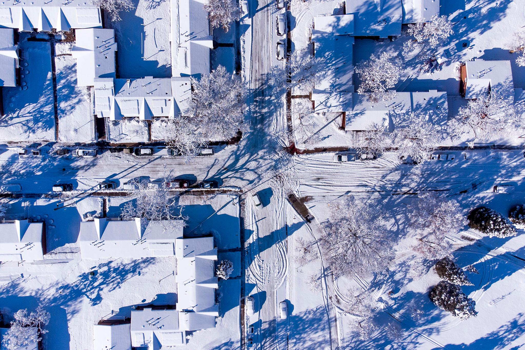 Valverde under snow on Dec. 29, 2022.