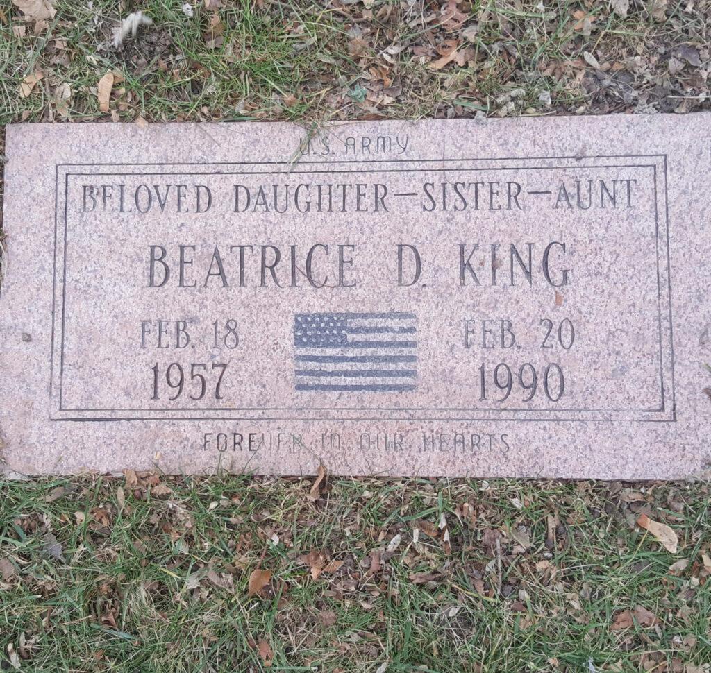 Beatrice King is buried in Elmwood Cemetery in Detroit