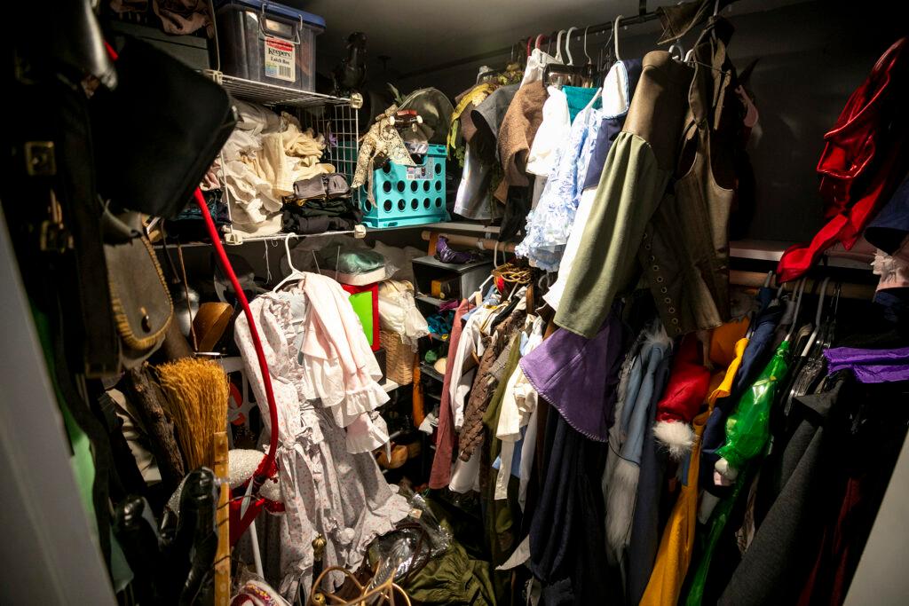 The jam-packed costume closet in Ginny Di's Denver home. May 3, 2023.
