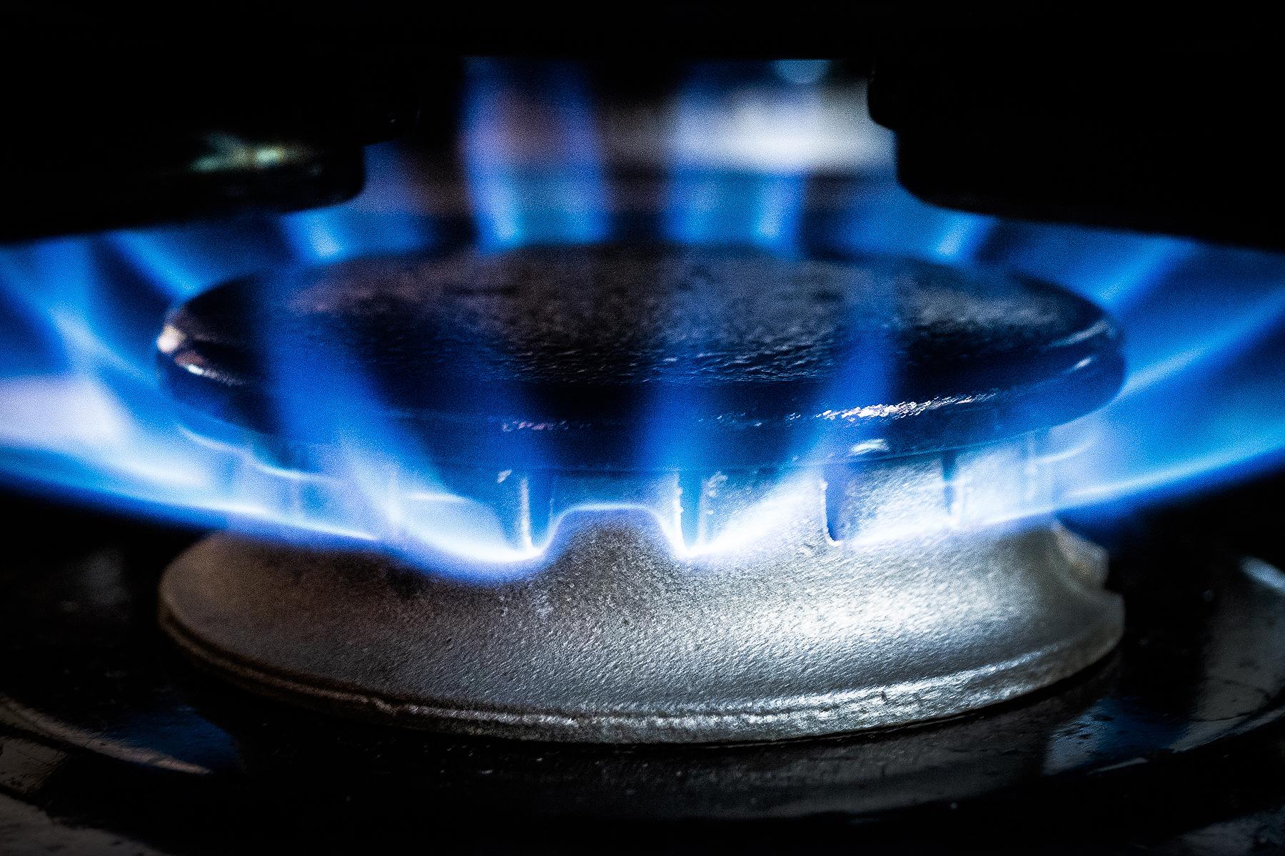blue flame on a gas stove