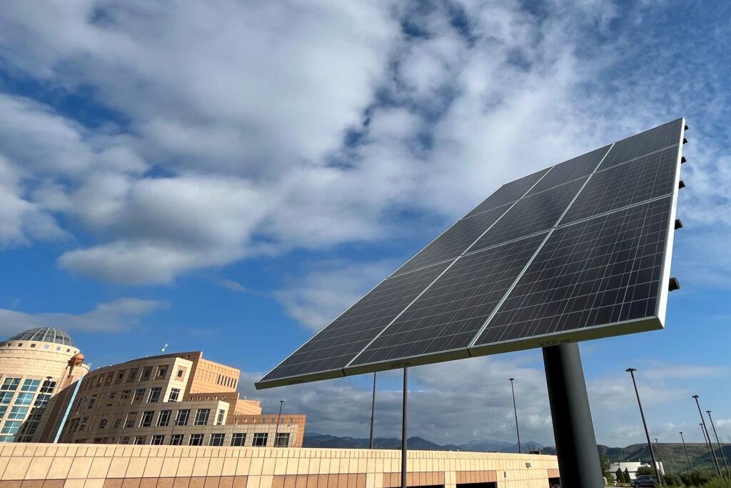 Solar energy panel outside the Jefferson County Government Center.