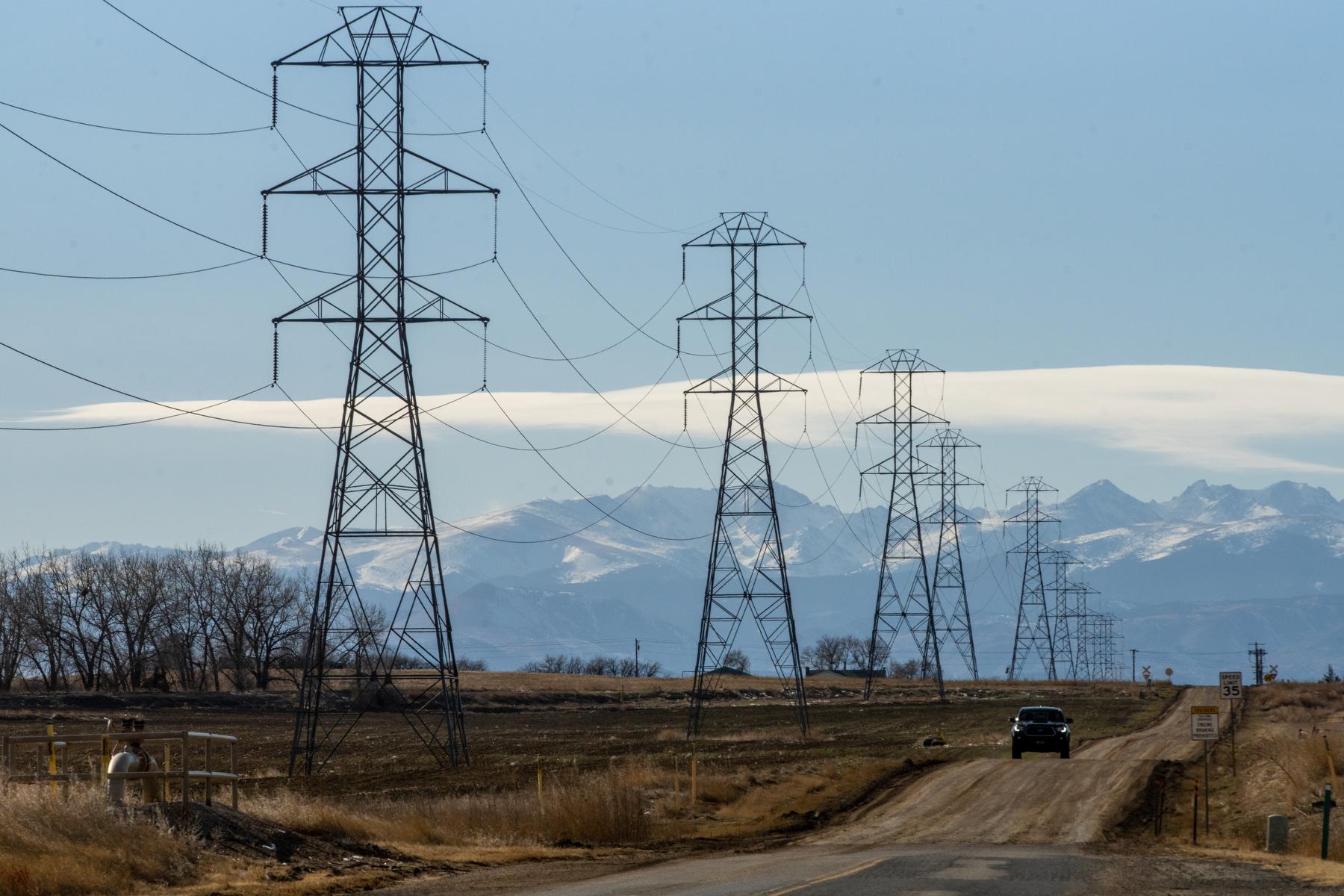 Electric power lines in Larimer County.