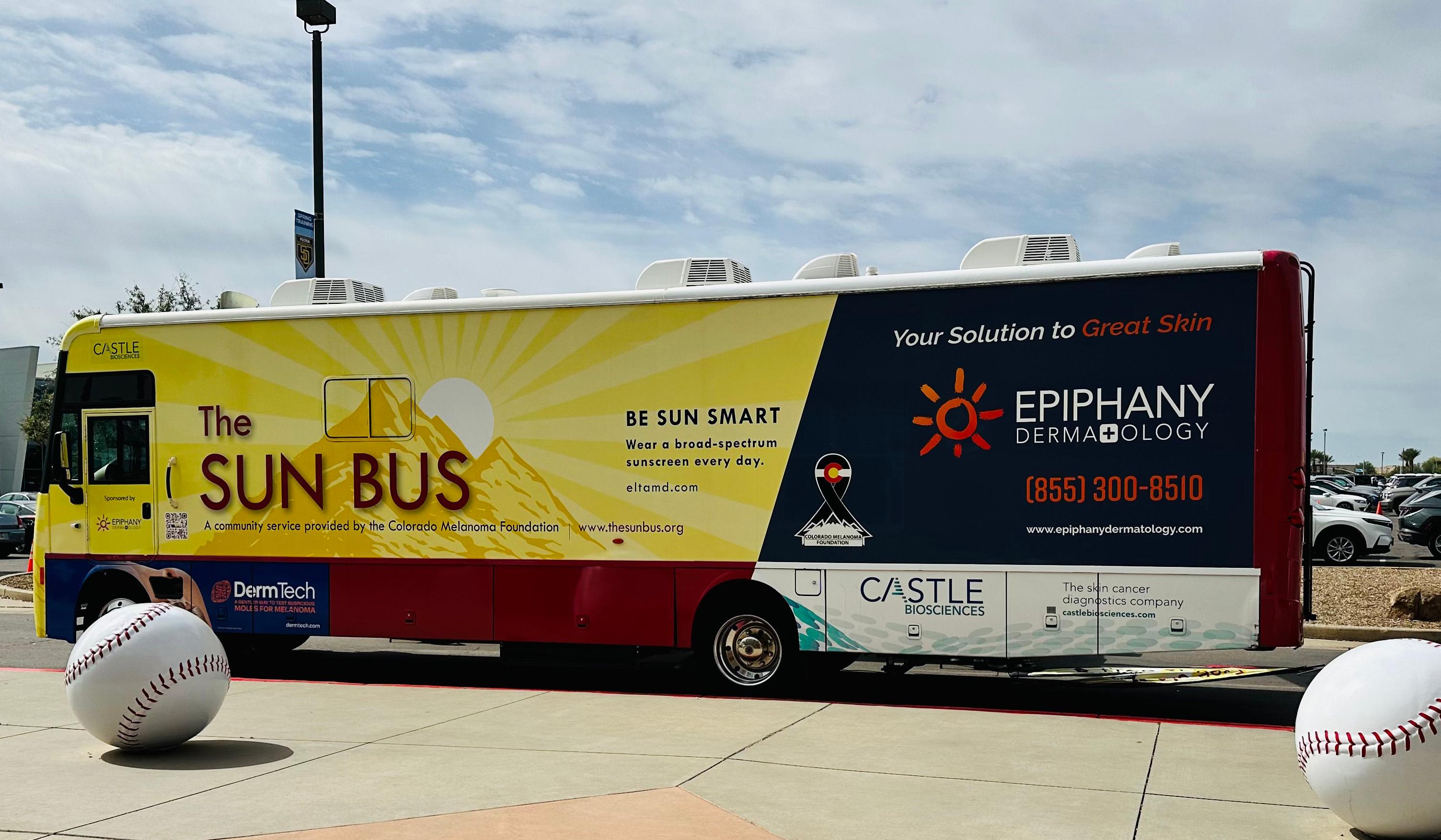 The Sun Bus is a sleek bus remodeled into a mobile clinic where dermatologists will give free skin cancer checks to Coloradans.