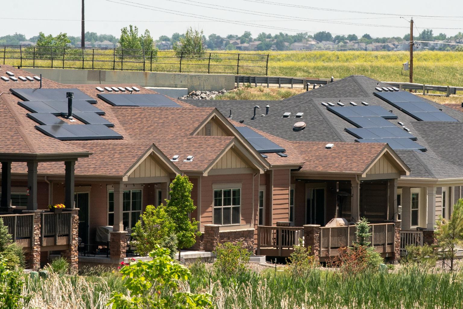Solar panels on rooftops