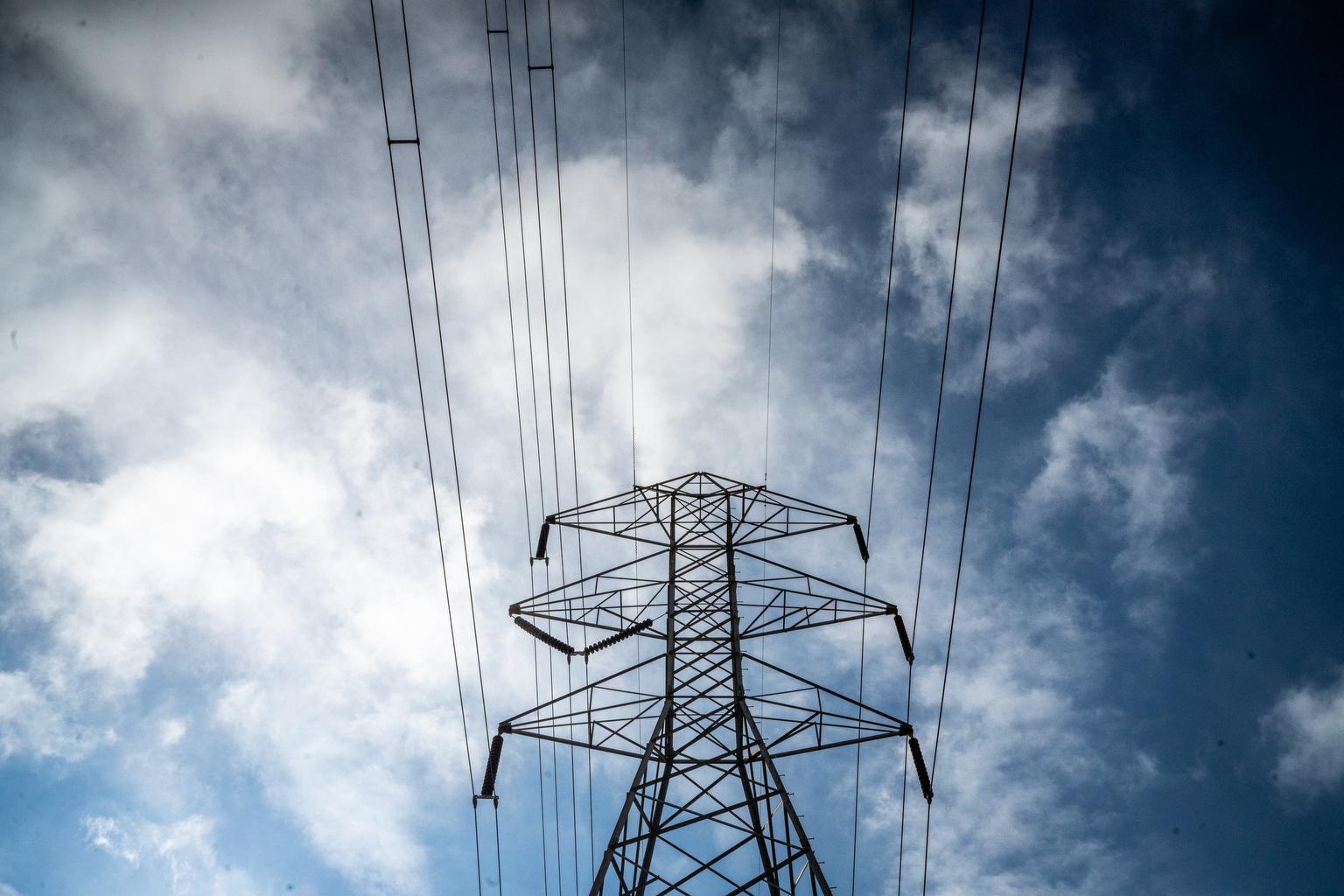 Electric power lines and towers in North Denver
