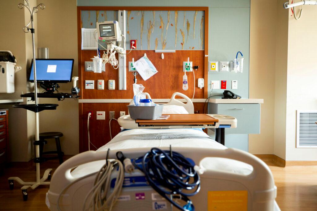 A negative pressure room inside St. Joseph Hospital