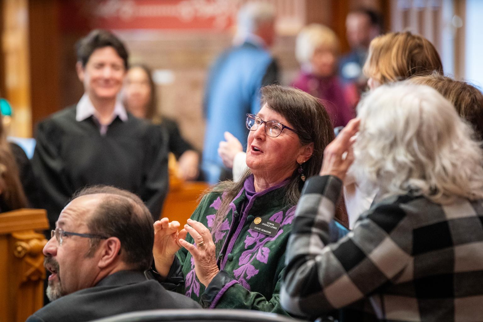 State Sen. Sonya Jaquez Lewis on the opening day of the Colorado Legislature