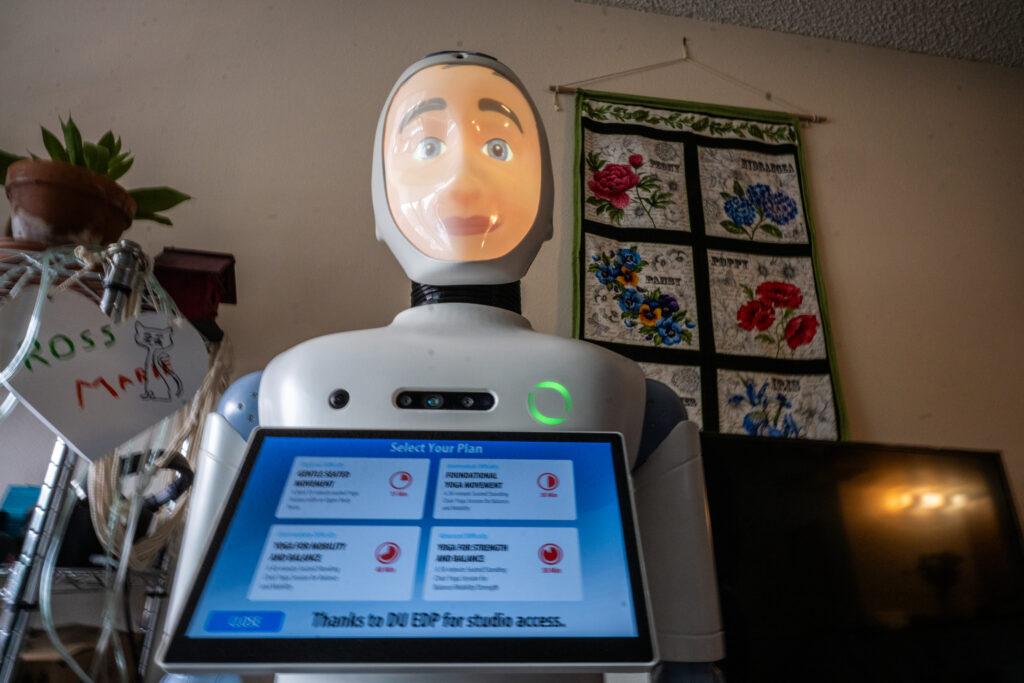 Ryan the robot is stationed in Ross Argabrite’s apartment at Eaton Senior Communities in Lakewood
