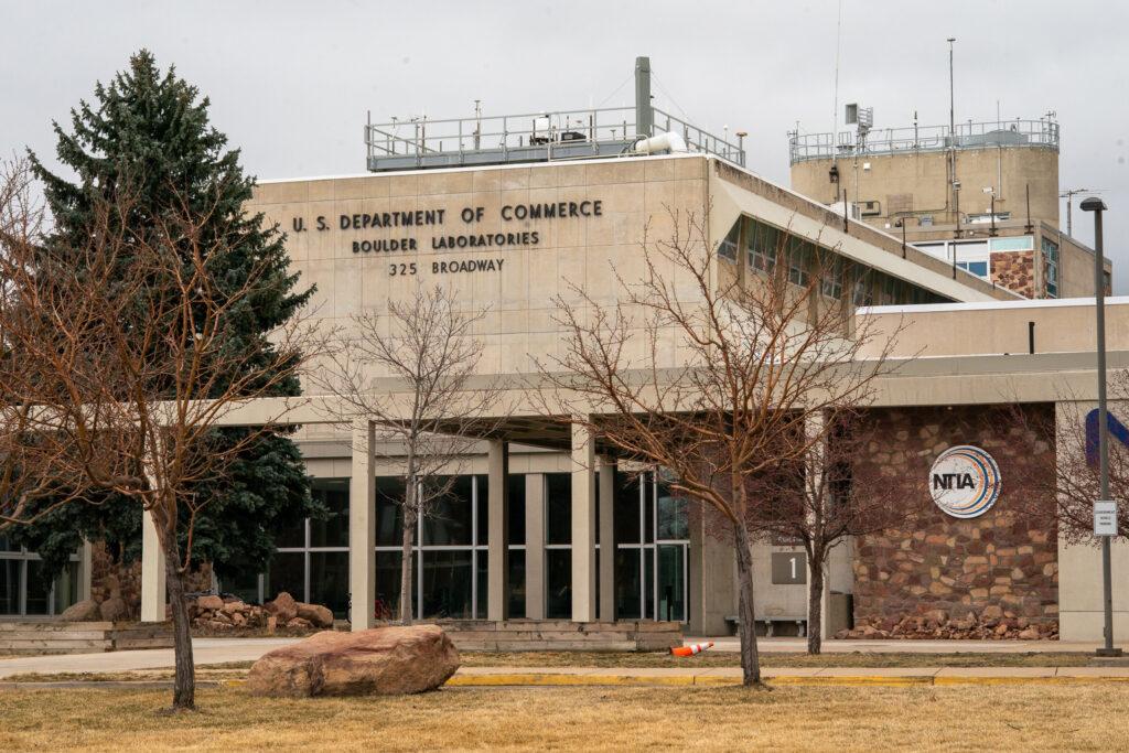 Hundreds protest outside the NOAA-NIST campus in Boulder Monday after the Trump administration’s firing of as many as 1,830 NOAA employees nationwide