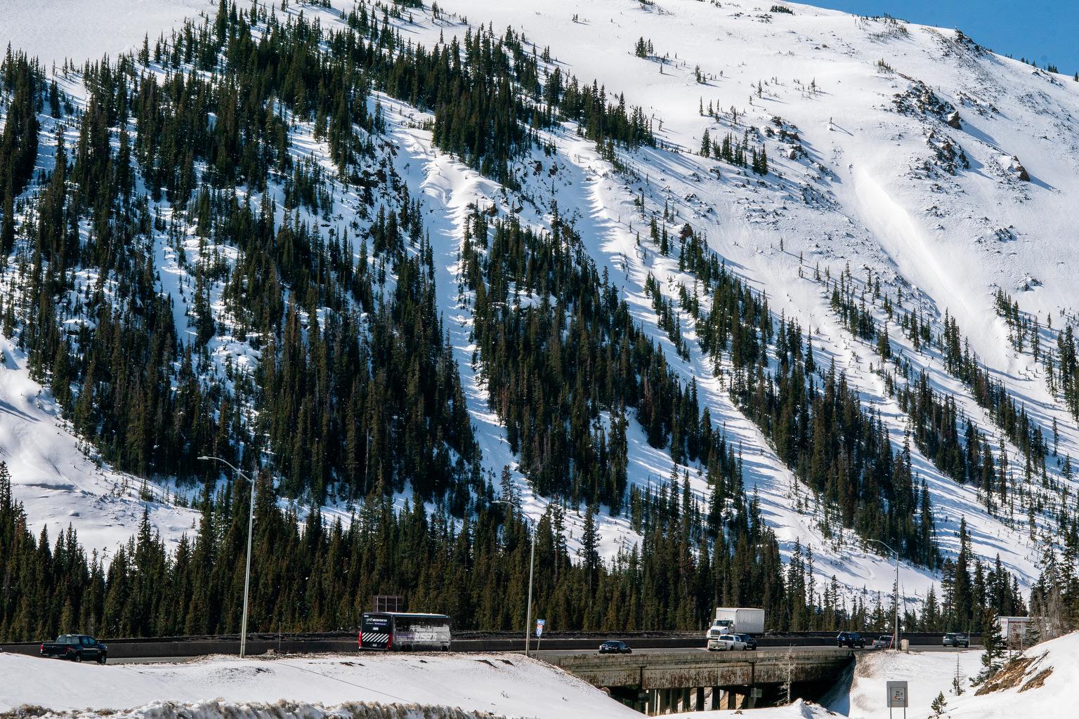 Part of the Seven Sisters chutes near Interstate 70