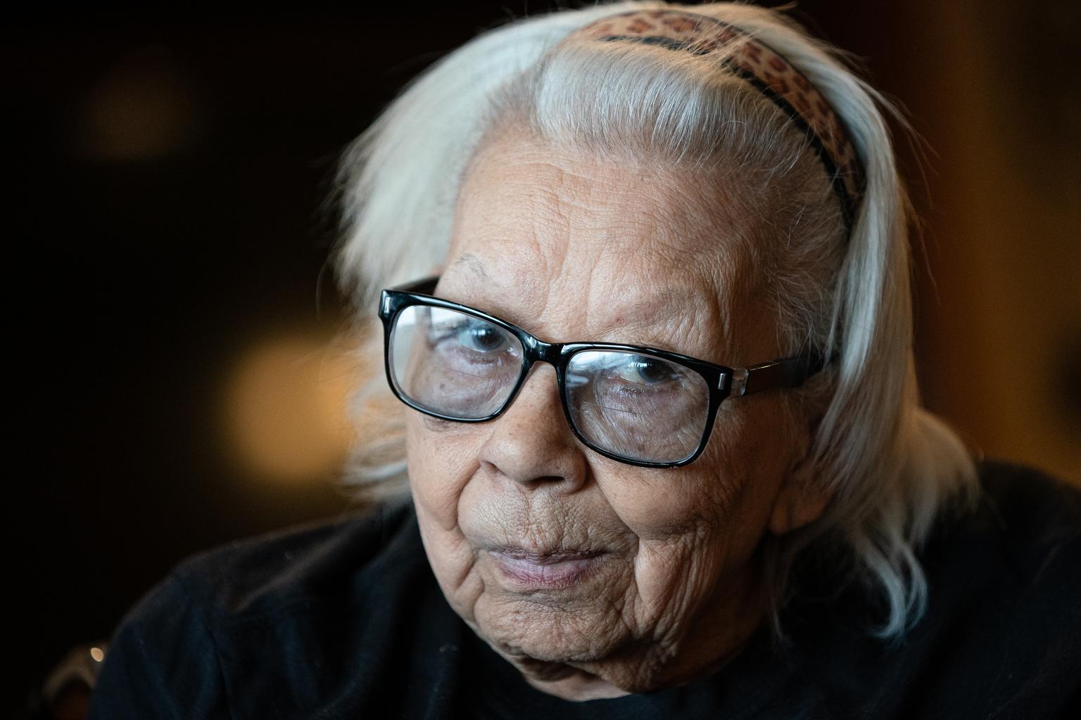 A portrait of 92-year-old Angela Lee