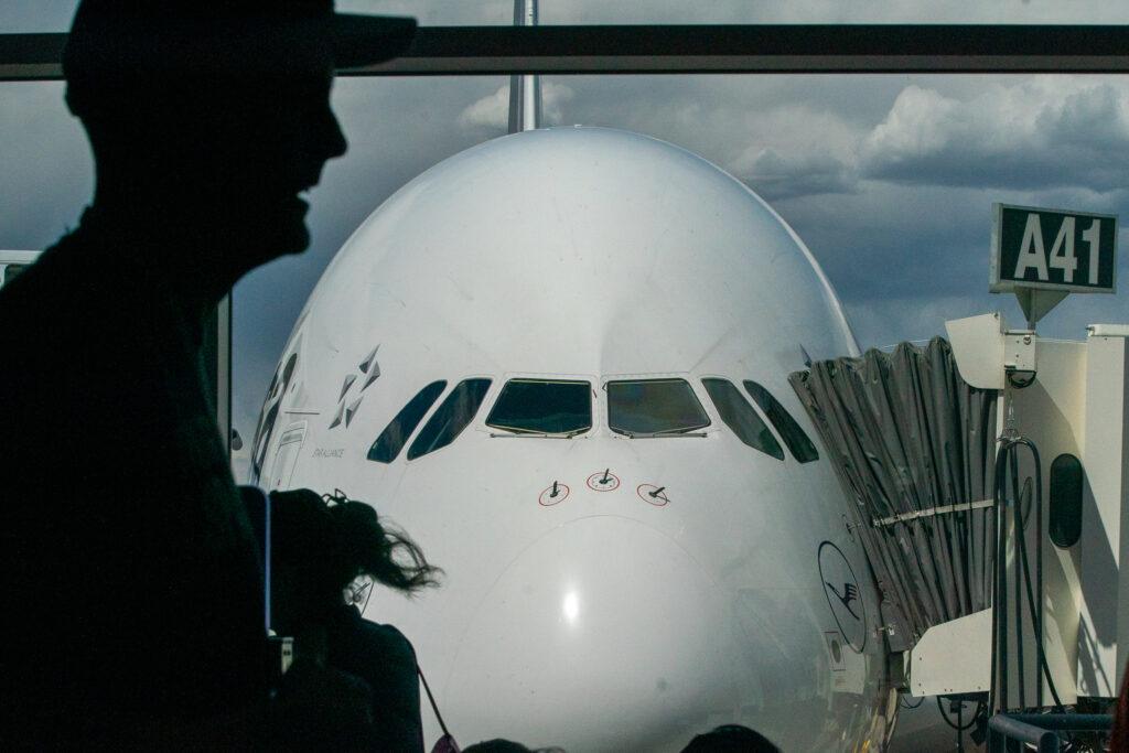 Lufthansa German Airlines A380 Lands At Denver Airport