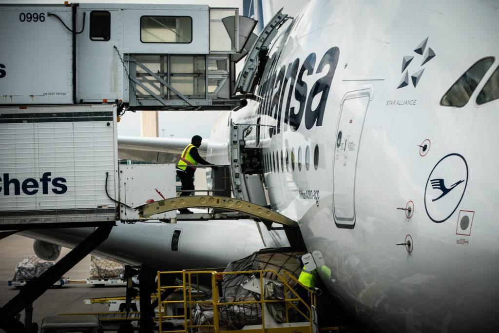Lufthansa German Airlines A380 Lands At Denver Airport