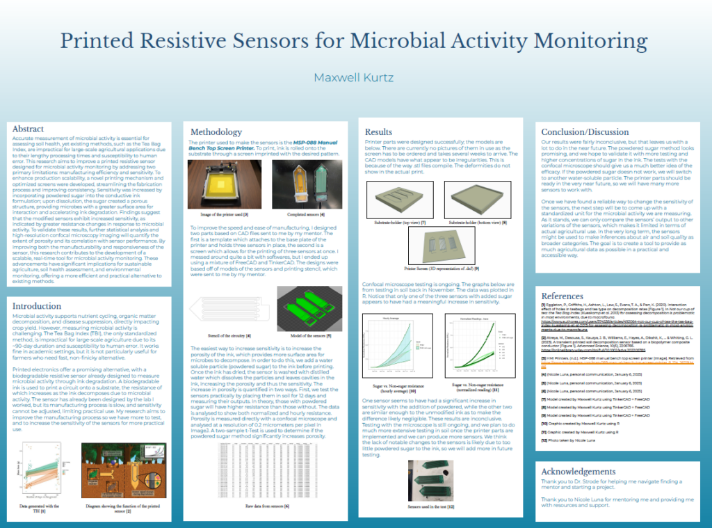 A science fair research poster with a lot of words.