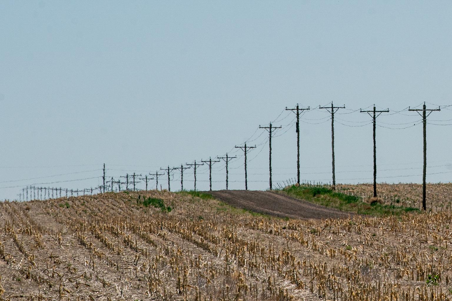 Electric Power Lines Dirt Road Rural Weld County