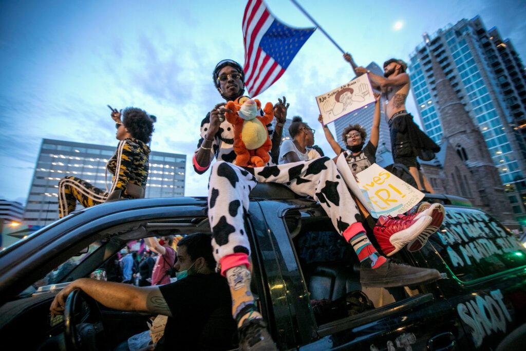 A massive and peaceful march winded through downtown Denver the night of Sunday, June 1, 2020.
