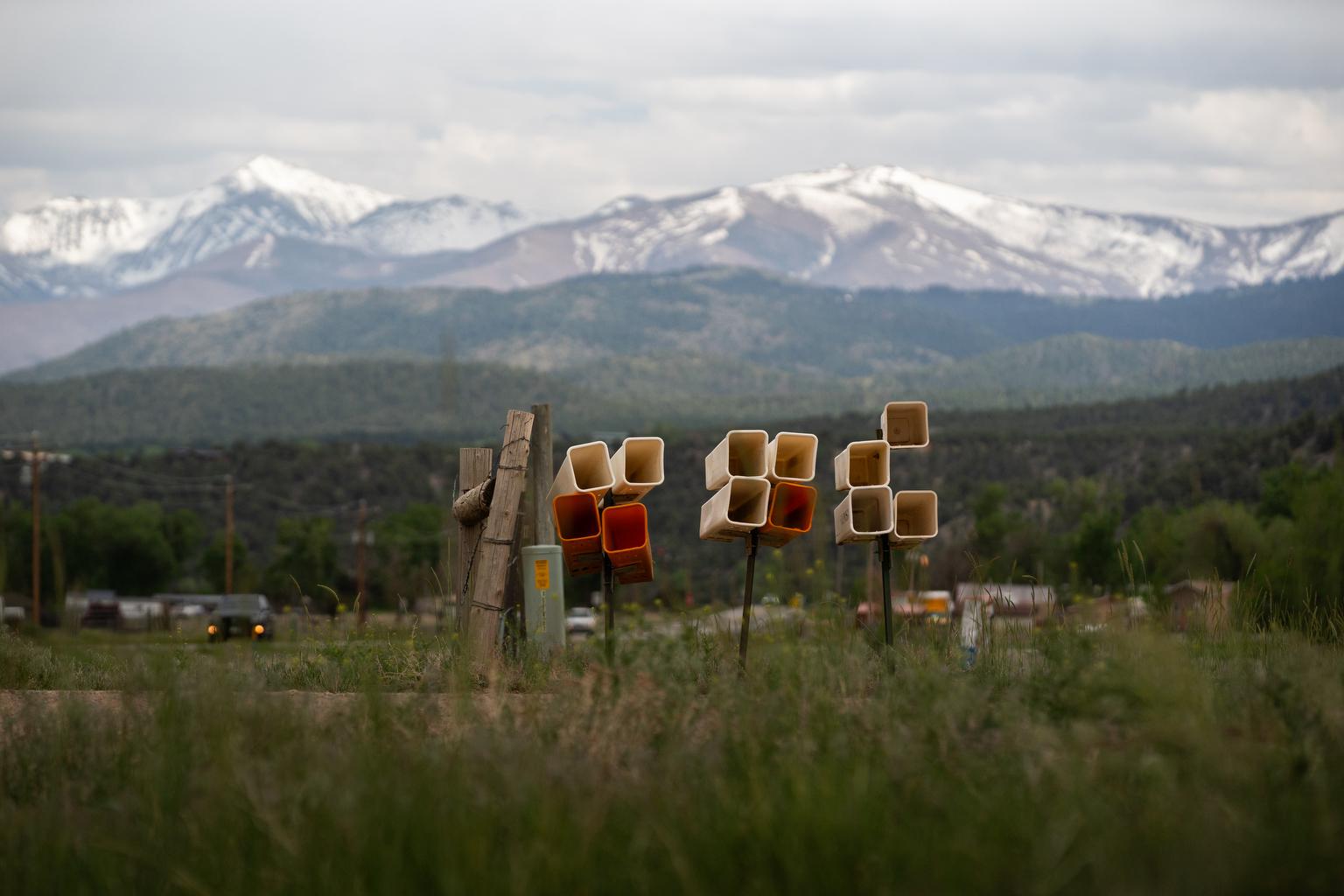Empty newspaper boxes near Cotopaxi