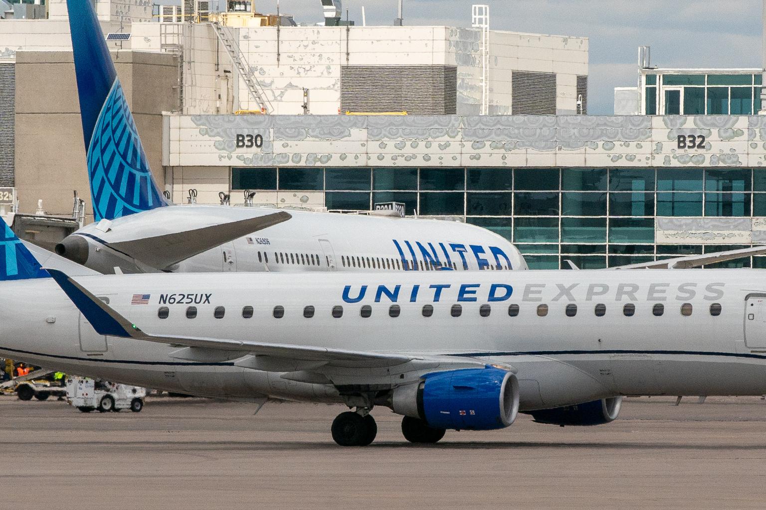 United Airlines passenger jets at Denver International Airport