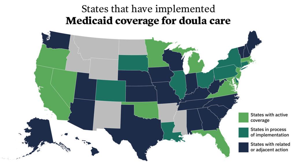 Medicaid coverage doula care map