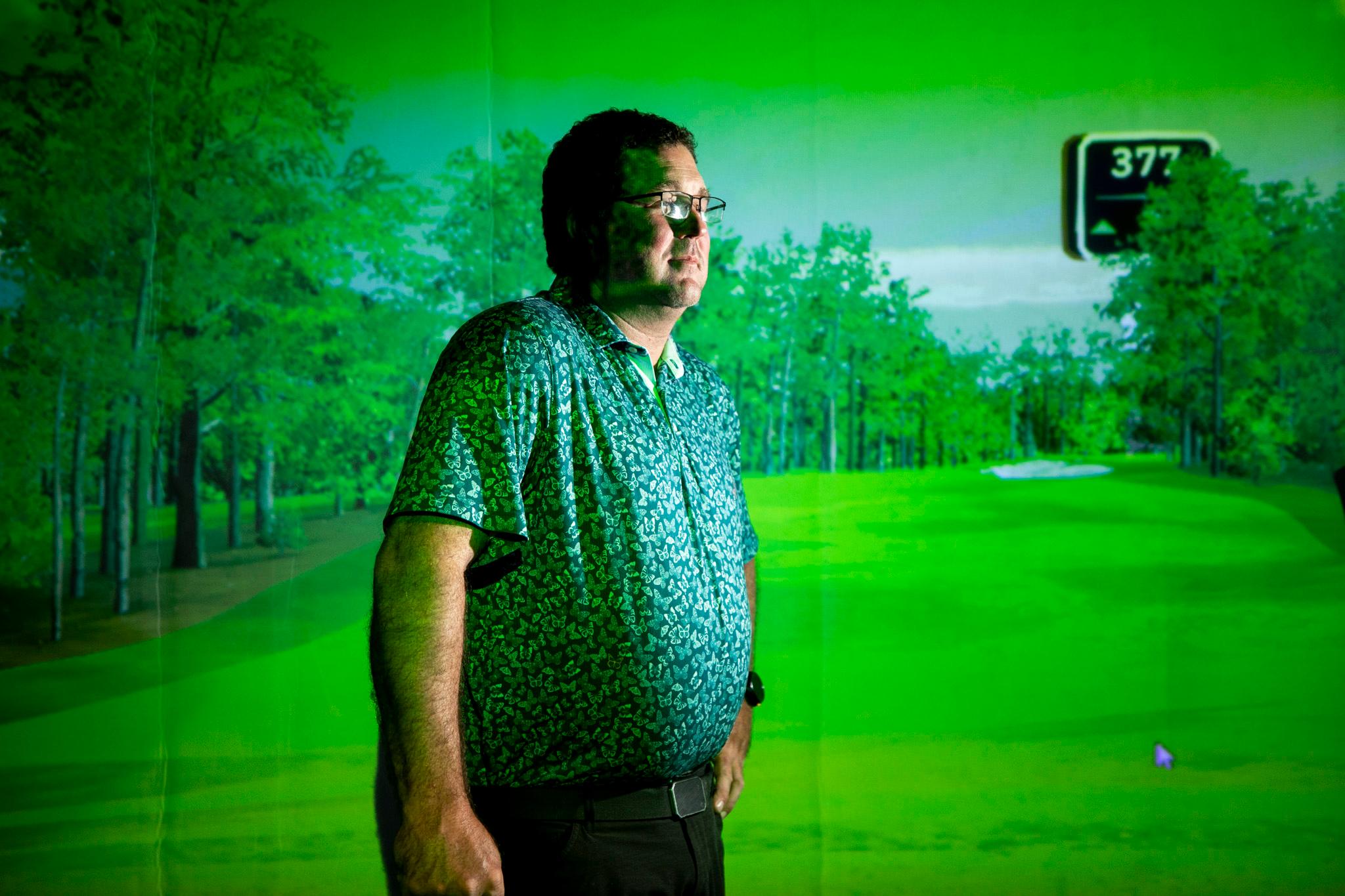 COR-Golf founder Kyle McGee stands in Wheat Ridge sports arcade. May 28, 2025.