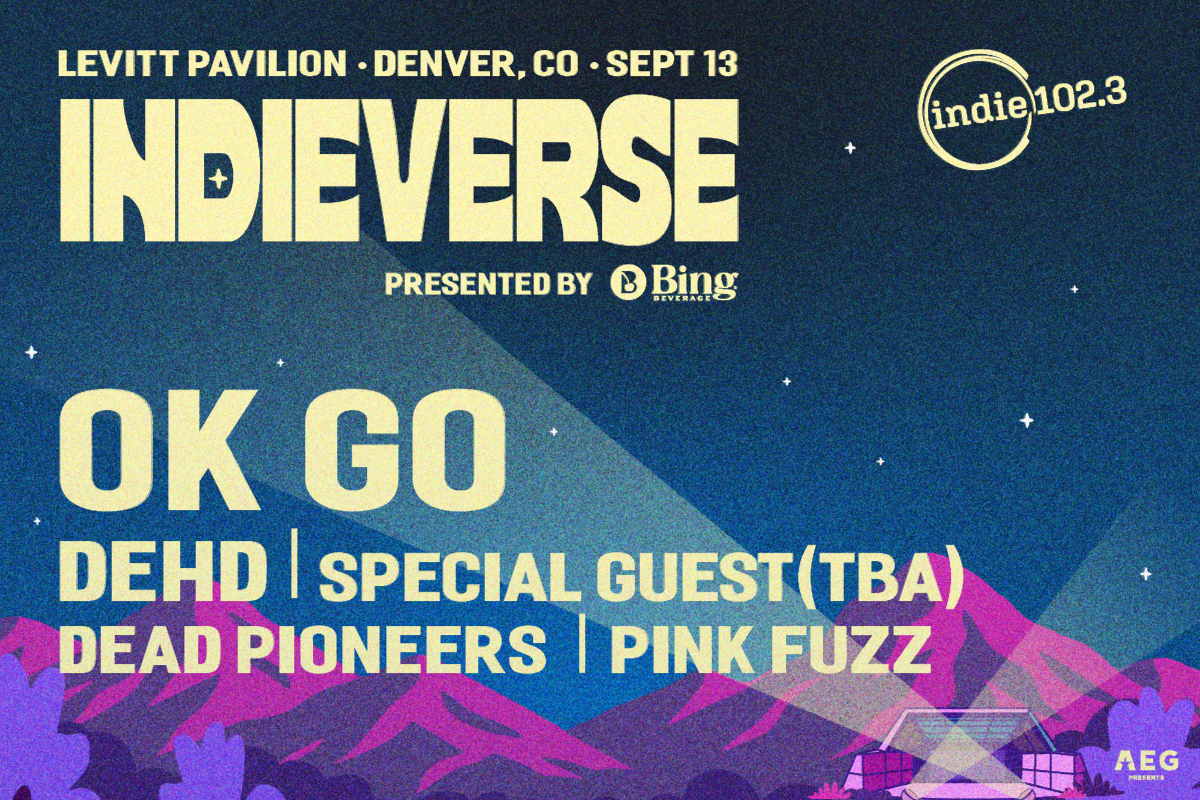 graphic featuring the words Indieverse against dark blue sky and purple mountains.