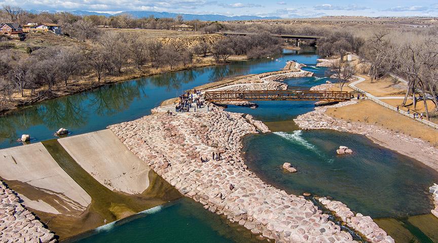 aerial view of a water park