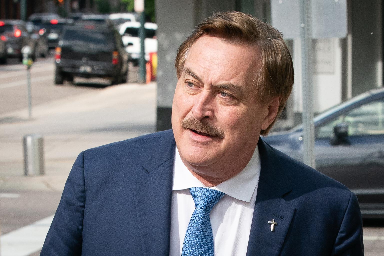MyPillow founder Mike Lindell walks to federal court on Wednesday, June 11, 2025, in Denver