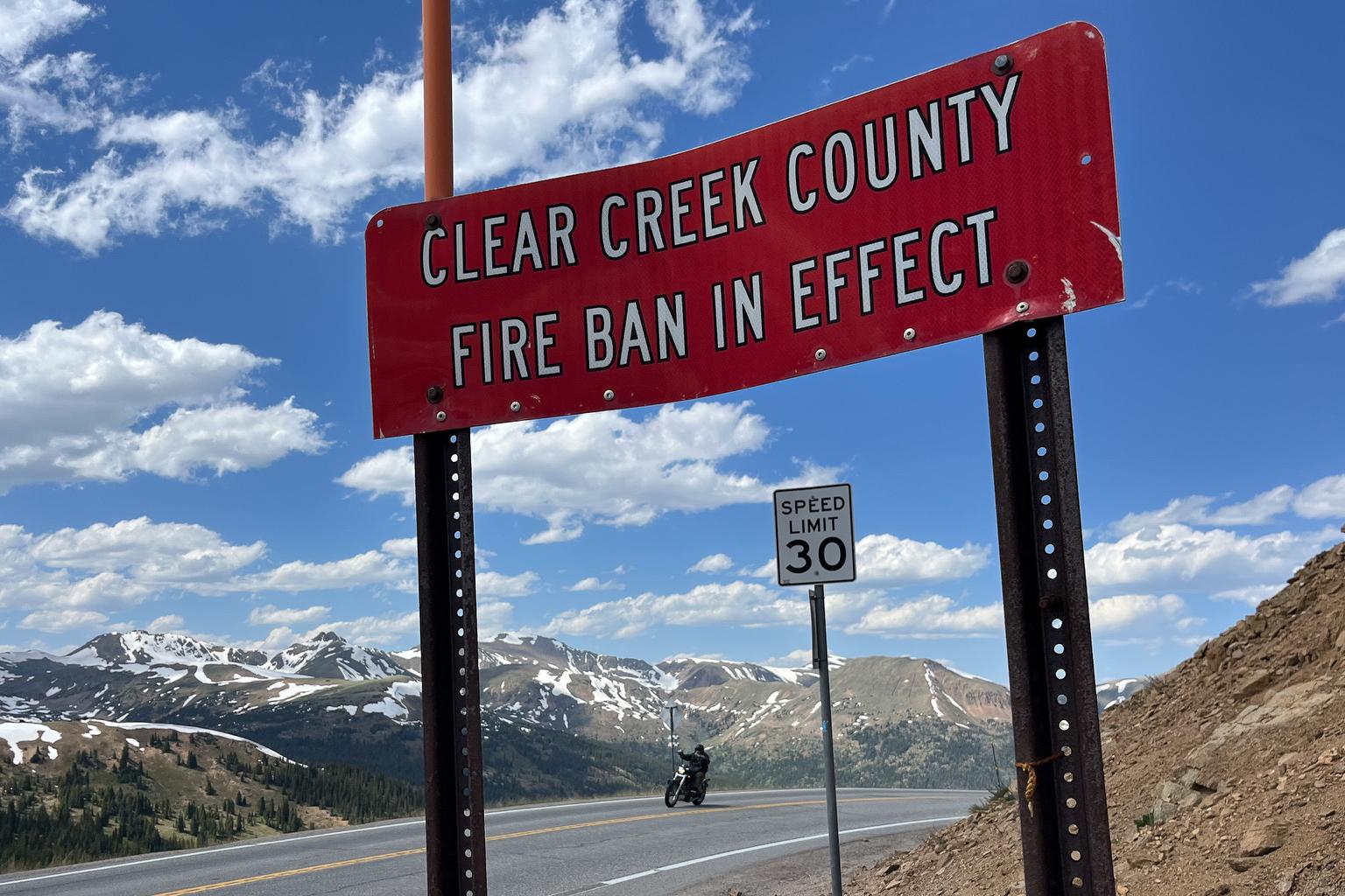 Fire Ban In Effect Sign Near Loveland Pass
