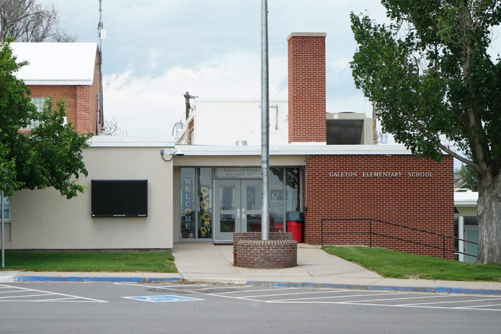An elementary school in Galeton, Colorado, where crews cleaned up oily residue after a spill in early April.