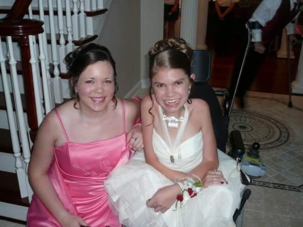 Two girls at their high school prom.