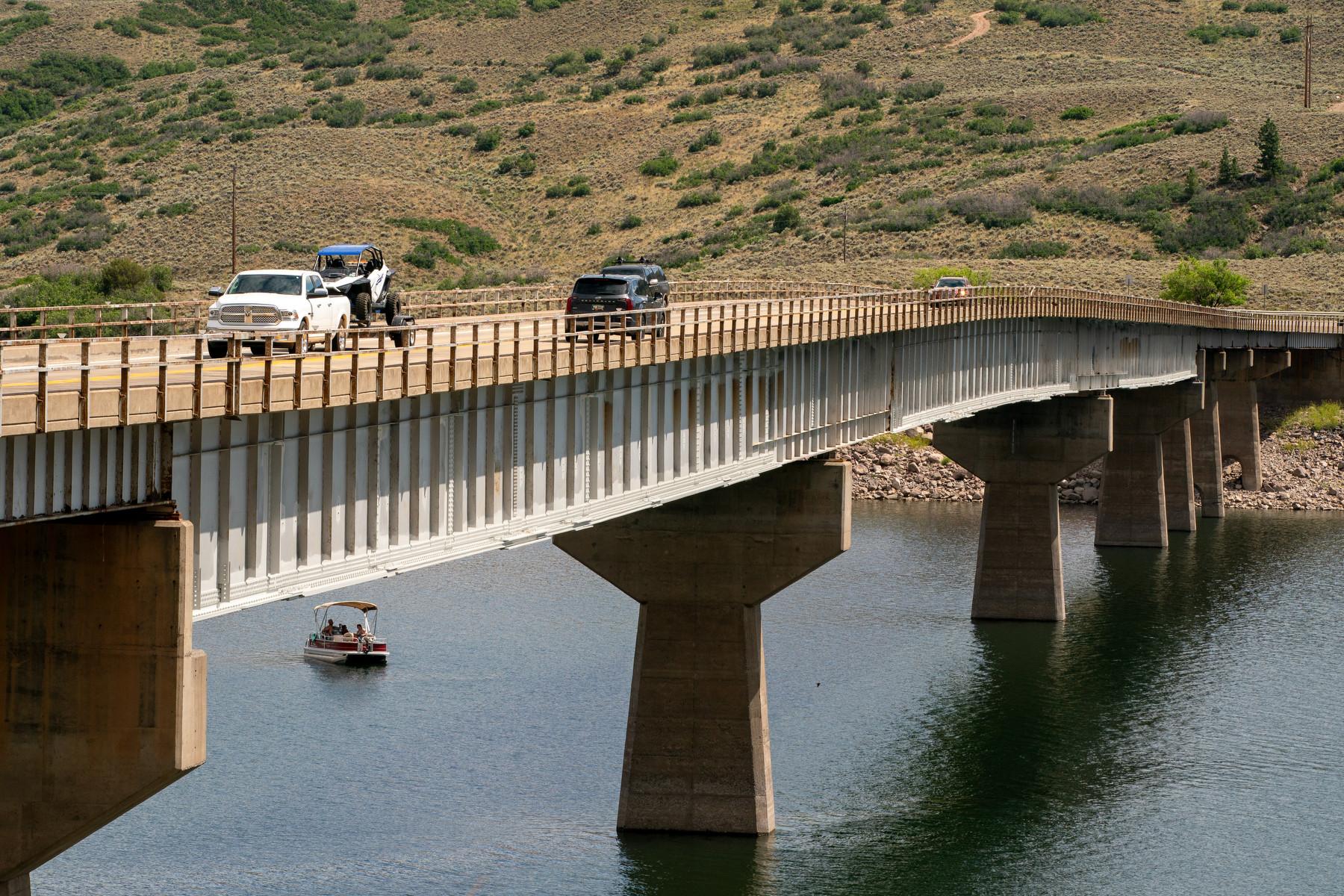 Highway 50 crosses Blue Mesa Reservoir