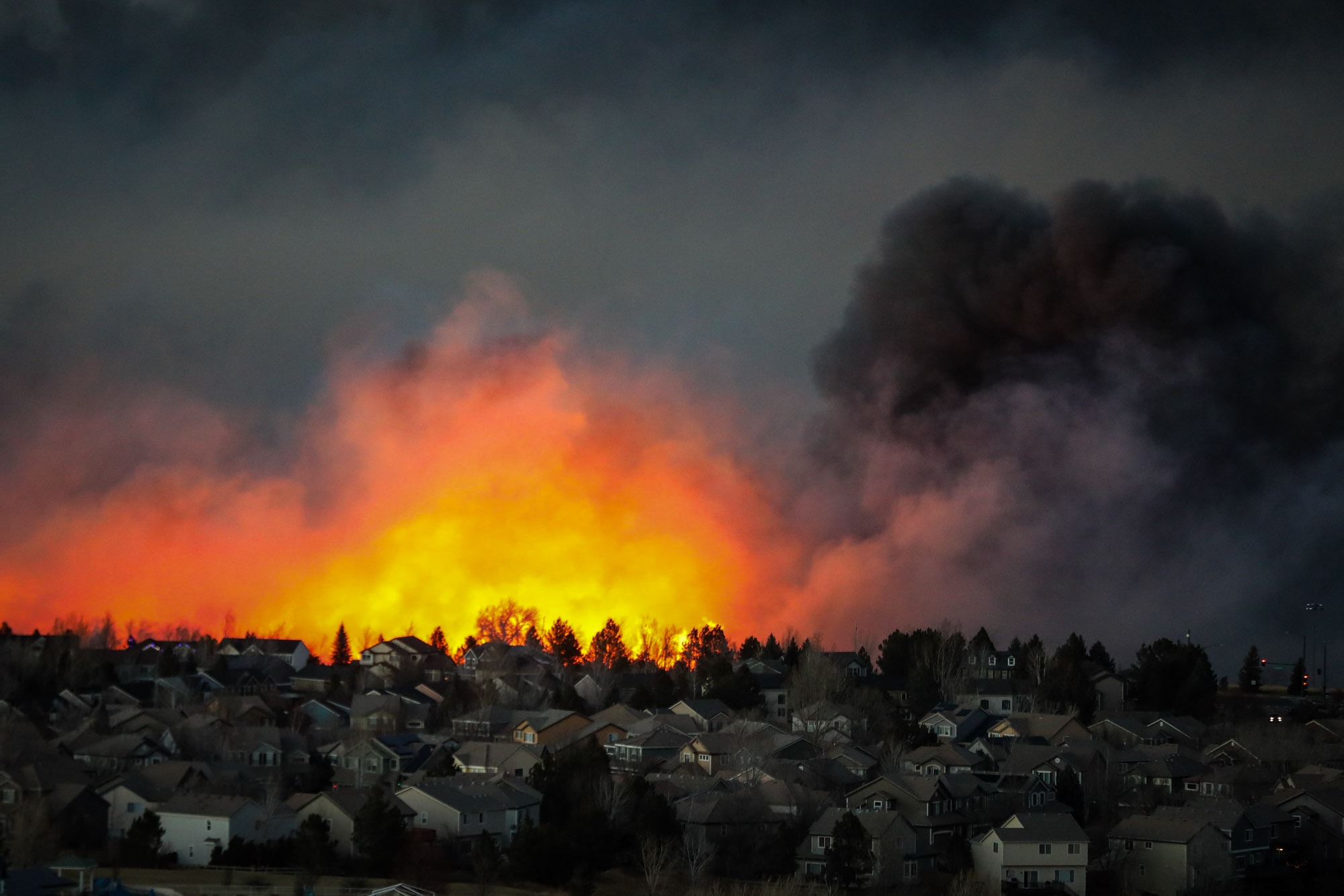 Marshall Fire flames and smoke rise above Superior