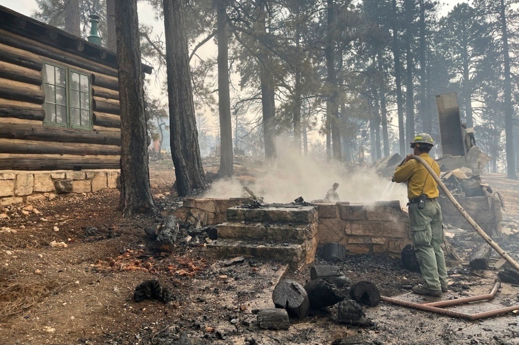 charred remains of a building at the North Rim of Grand Canyon National Park