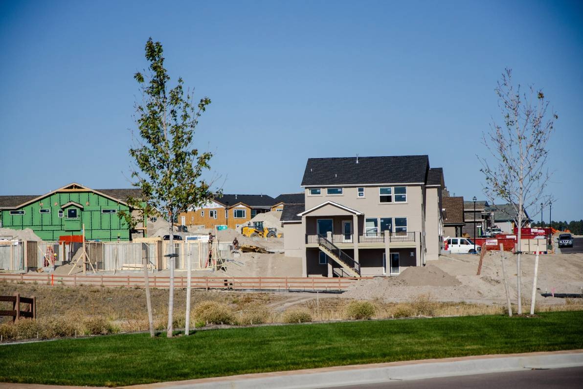 homes being built in the distance
