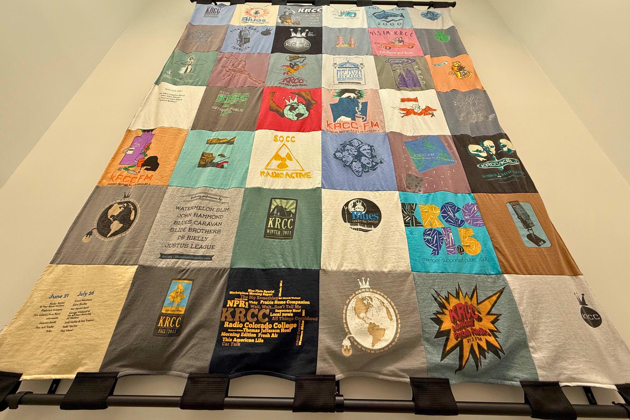 quilt hanging on wall