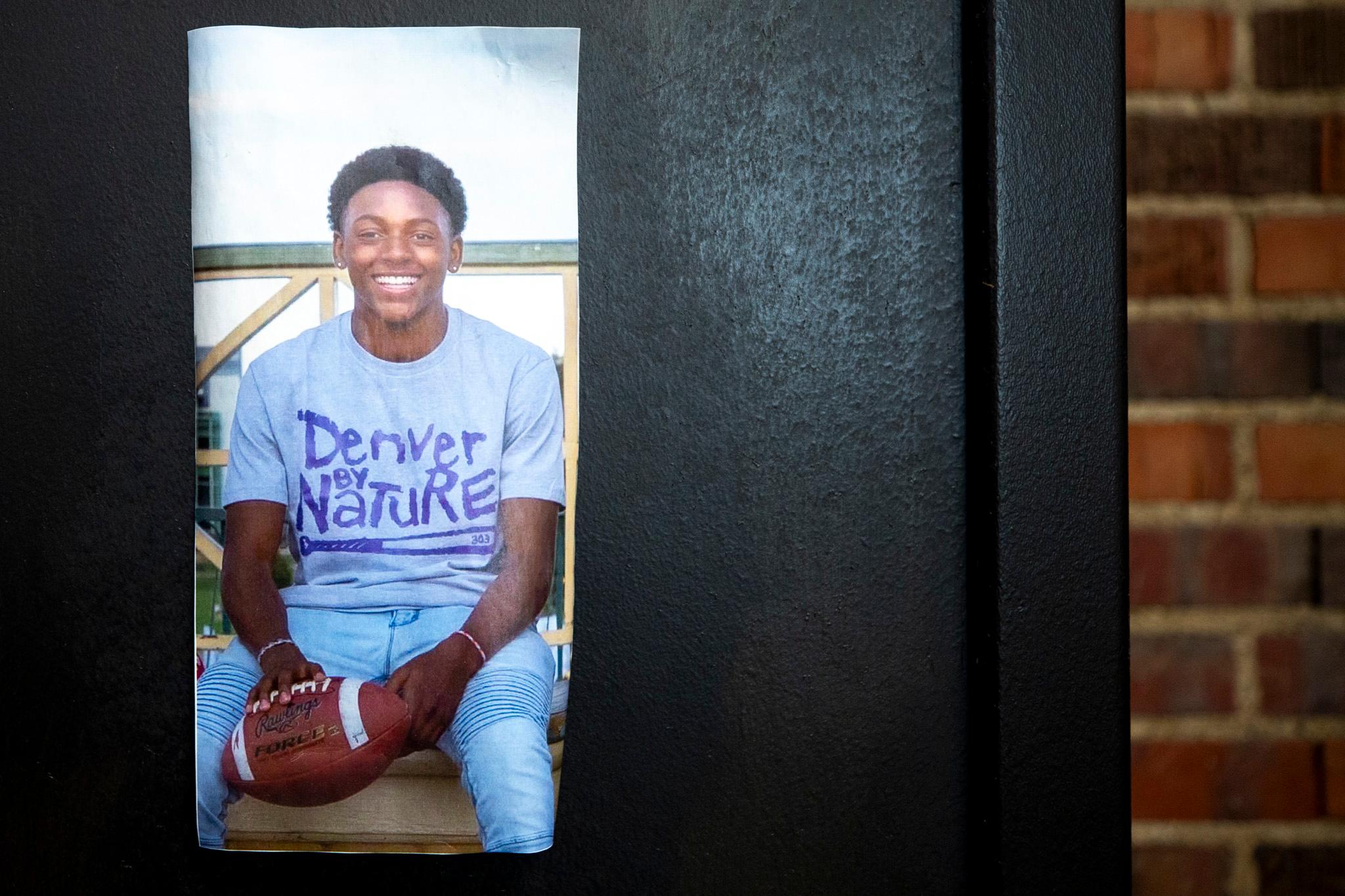 A portrait of Davarie Armstrong inside South High School, where he played football. Aug. 8, 2024.